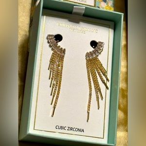New CHRISTIAN SIRIANO CZ gold plated dangle earrings